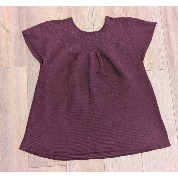 J. Jill Rabbit Hair Wool Cotton Blend Babydoll Popover Sweater Burgundy Size 2X - Picture 2 of 5